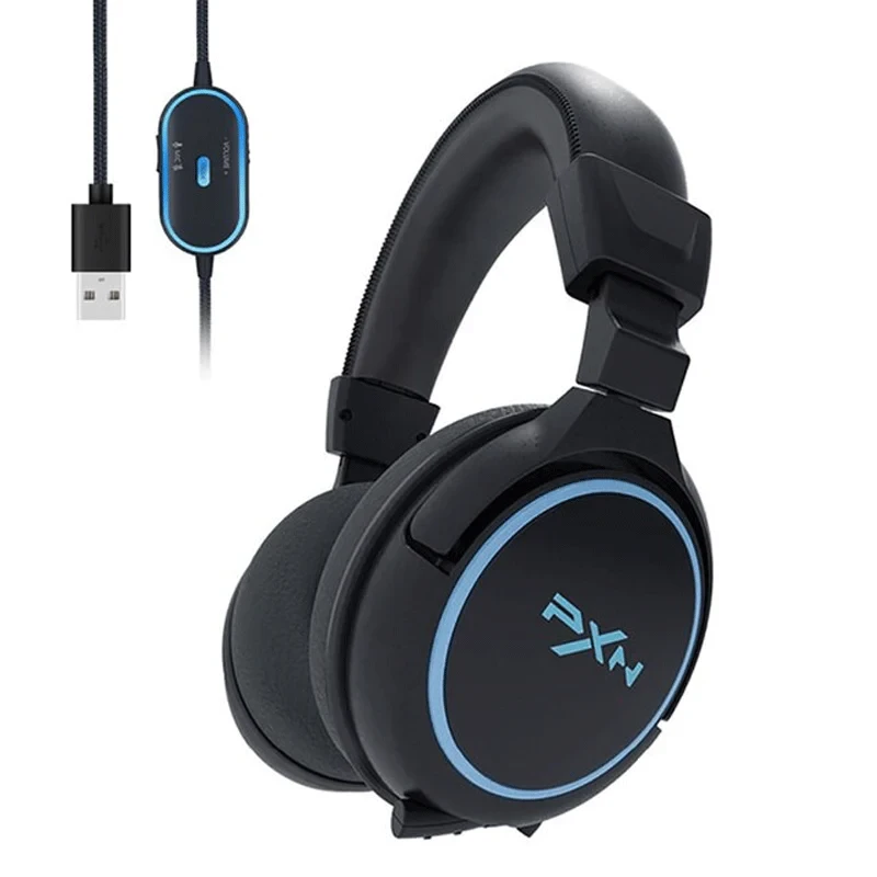 PXN U306 Wired Gaming Headset,PC Gaming Headphones with 7.1 Surround Stereo Sound and LED Light,Bass Surround Pro Noise Canceling Microphone Compatible with PC,PS4,Laptop - Over Ear Wired Headphones