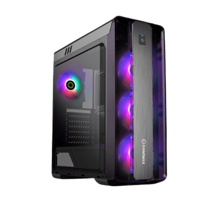 GAMEMAX Moonlight-FRGB BK Mid Tower Case, Acrylic Side & Front Panel, Supports (ATX, Micro ATX), 4x FRGB Fans - Black