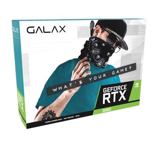 GALAX Geforce RTX 3060 1-Click OC, Dual Fans, DLSS, Ray Tracing, 8GB 128bit 240GB/s GDDR6, PCI-E 4.0, HDMI 2.1/ DP1.4a