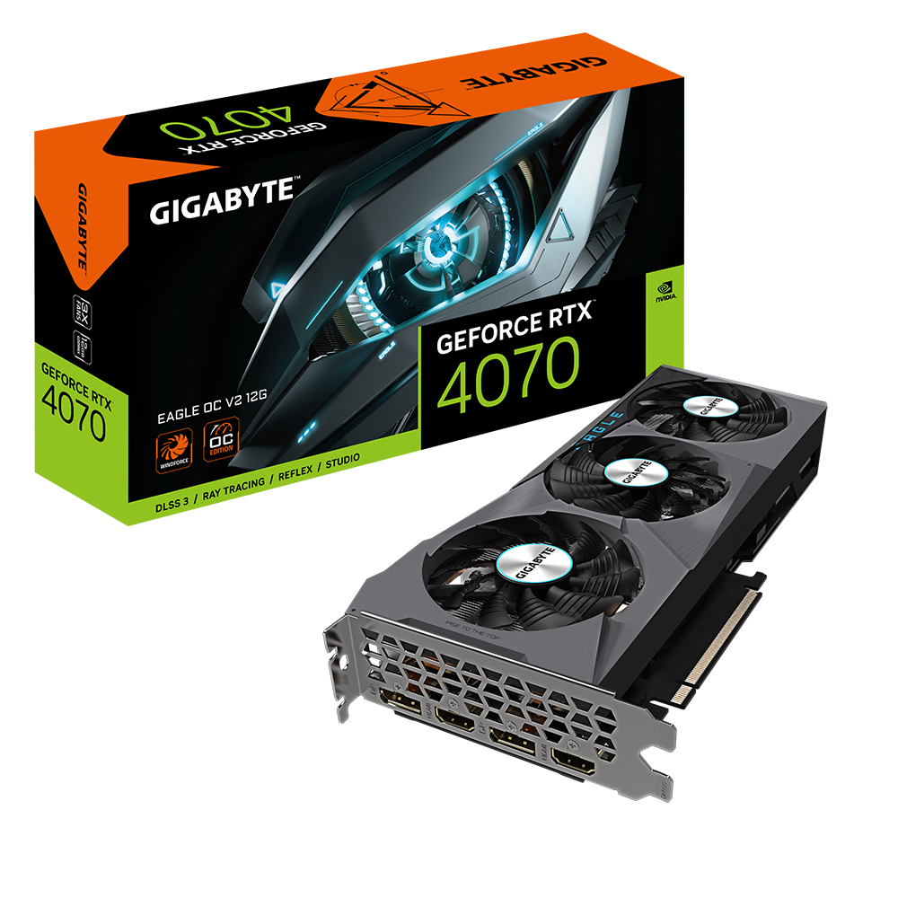 GIGABYTE GeForce RTX 4070 Eagle OC 12G Graphics Card, 3X WINDFORCE Fans, 12GB 192-bit GDDR6X, GV-N4070EAGLE OC-12GD Video Card