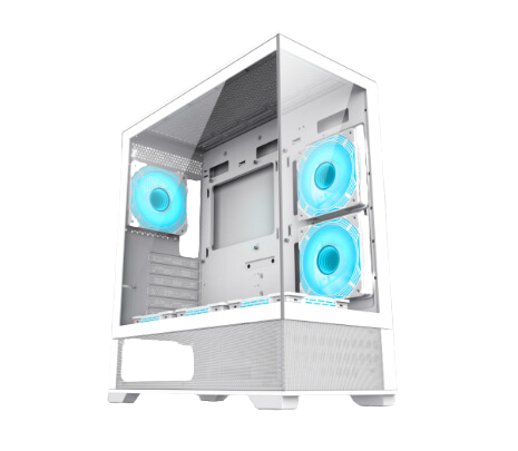 GAMEMAX Vista AW Mid Tower Case, Tempered Glass Side & Front Panel, Supports (ETAX, ATX, Micro ATX, Mini ATX), 6x ARGB Fans with Remote Controller & RGB HUB - White