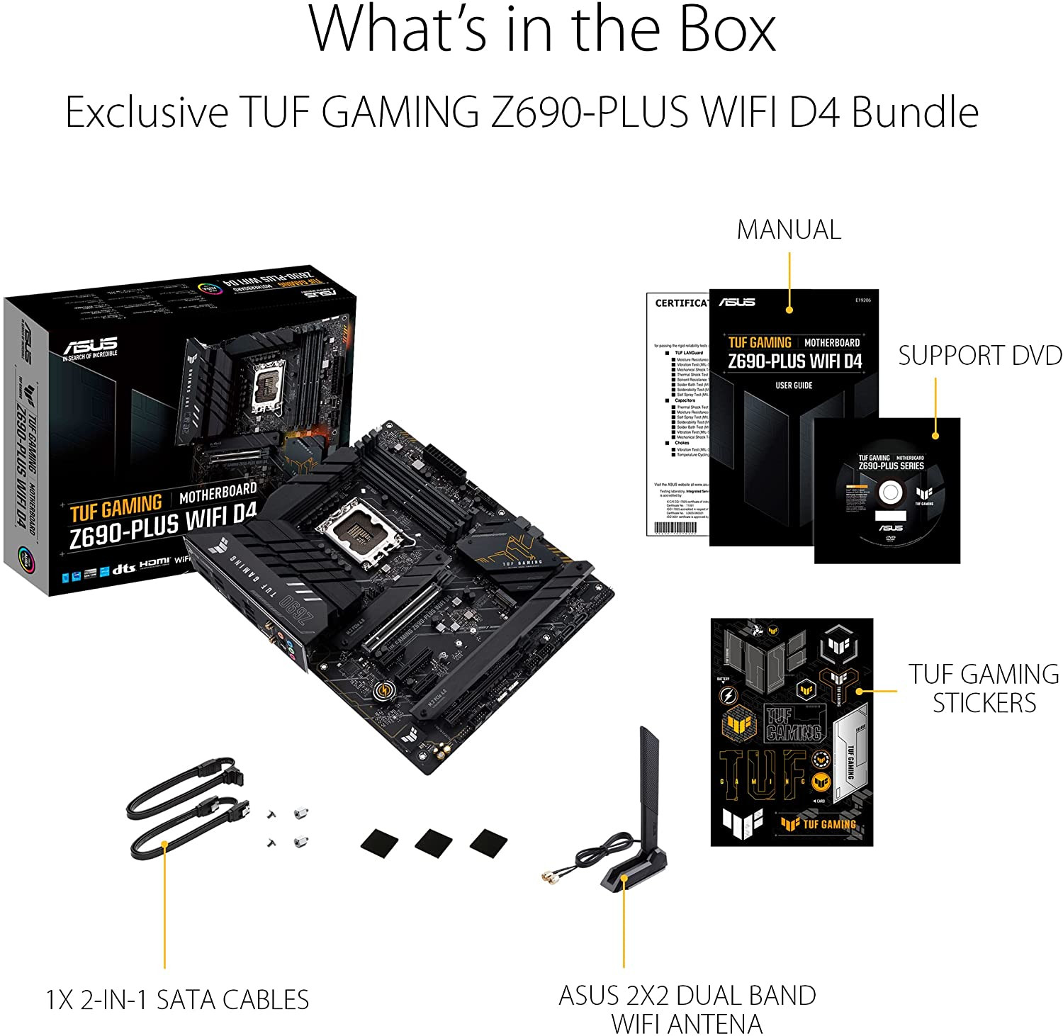 Asus TUF GAMING Z690-Plus D4 Intel® Z690 LGA 1700 (Intel® 12Th Gen) ATX Gaming Motherboard, 15 DrMOS Power stages, PCIe® 5.0, DDR4 Memory, Four M.2 Slots, Wi-Fi 6 and Intel® 2.5 Gb Ethernet,  product thumbnail 3