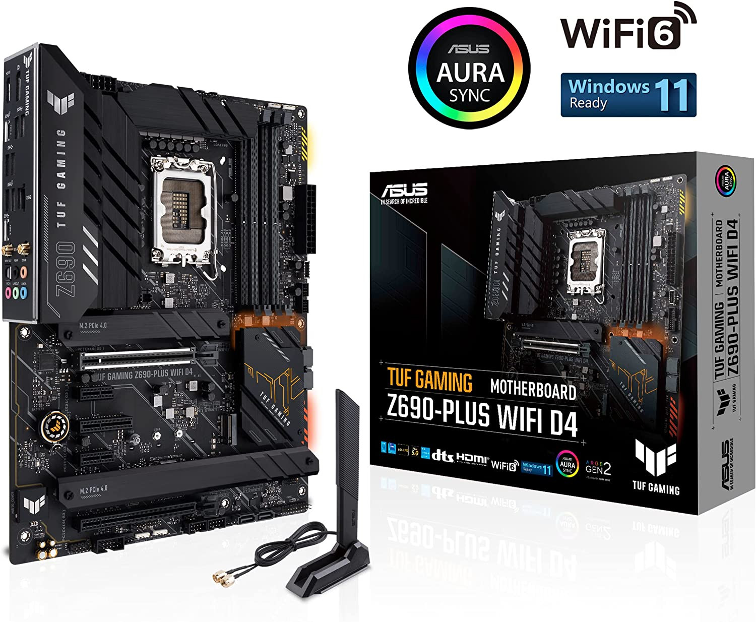 Asus TUF GAMING Z690-Plus D4 Intel® Z690 LGA 1700 (Intel® 12Th Gen) ATX Gaming Motherboard, 15 DrMOS Power stages, PCIe® 5.0, DDR4 Memory, Four M.2 Slots, Wi-Fi 6 and Intel® 2.5 Gb Ethernet,  product thumbnail 4