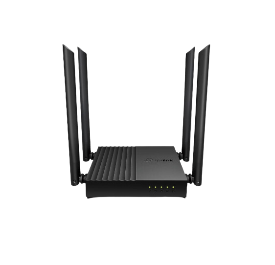 TP-Link Archer C64 AC1200 Dual-Band Gigabit Wi-Fi Router, Wireless Speed up to 1200 Mbps, 4×LAN Ports, 1.2 GHz CPU, Advanced Security with WPA3, MU-MIMO, Beamforming - Black