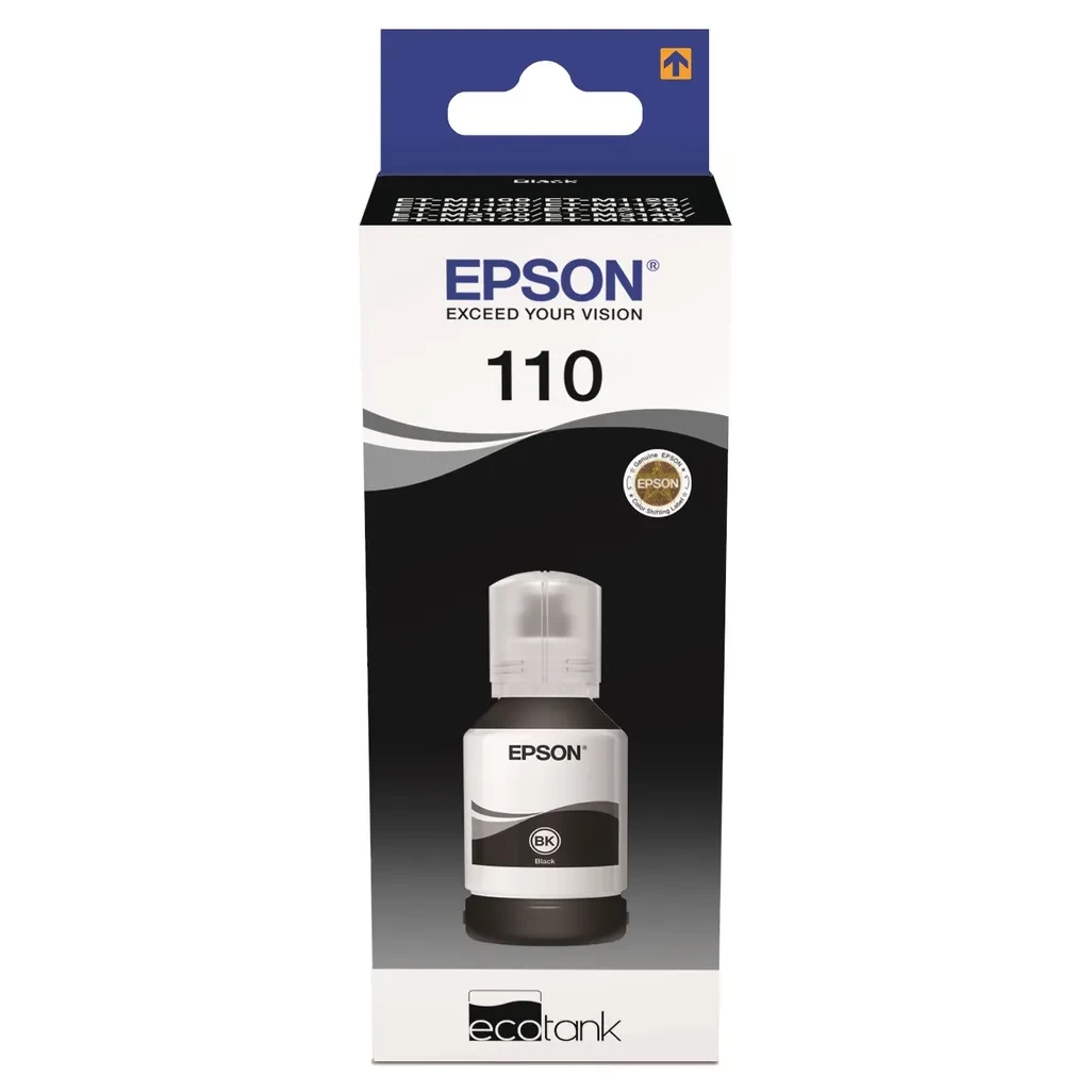 Epson 110 120-ml Original EcoTank Pigment Black Ink Bottle For Use in Epson M1100 / M1120 / M1140 / M1170 / M1180 / M2120 / M2140 / M2170 / M3140 / M3170 / M3180