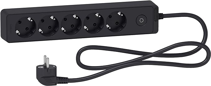 Schneider Electric Unica extend - Schuko trailing lead - 5 gangs - anthracite