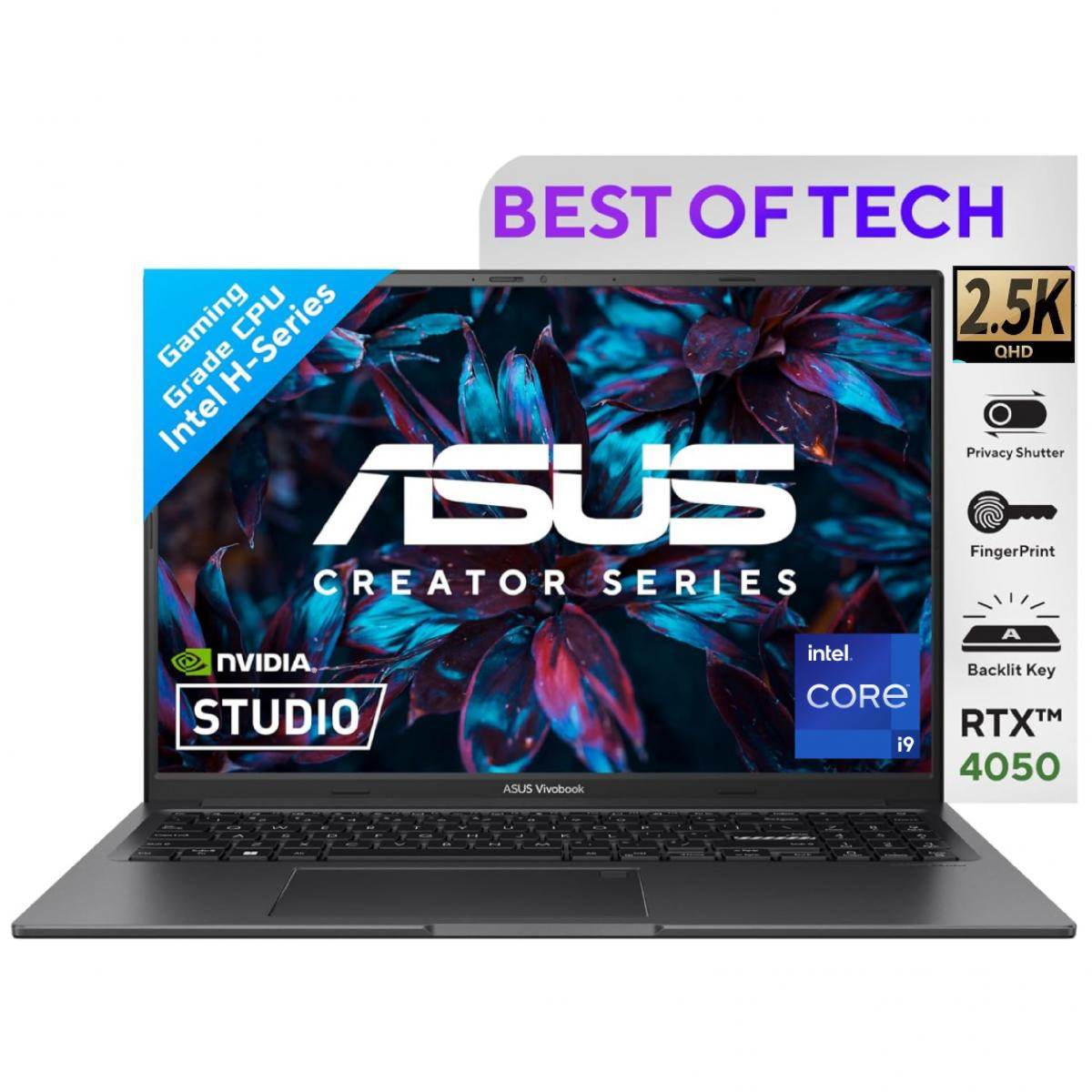 ASUS Vivobook 16X (K3605VU) Creator Series Intel Core™ i9-13900H Processor NVIDIA GeForce RTX 4050 6GB GDDR6 16.0" IPS 2.5K 144Hz Refresh Rate (Customized) - Indie Black