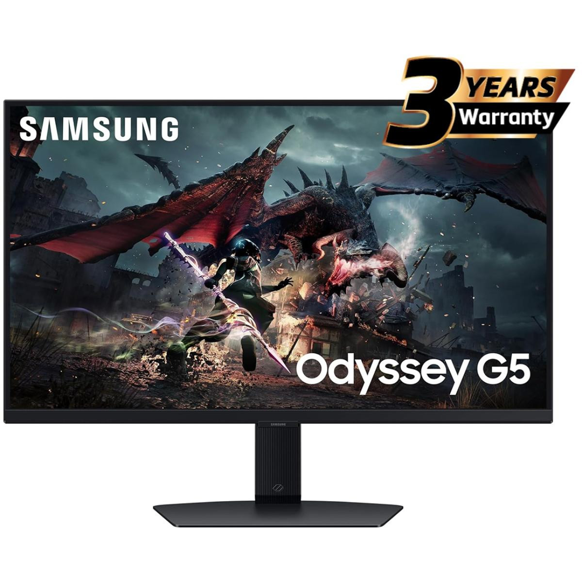 Samsung Odyssey G5 (LS27DG502EMXUE) 2024 (DG502), 27" Flat Monitor IPS 2K (2560 x 1440) 180Hz 1ms(GTG), DisplayHDR 400, 99% sRGB, 8 Bit, AMD FreeSync w/ Ergonomic Stand