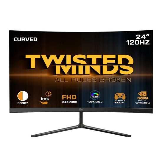 Twisted Minds 24" Curved FHD 120HZ, IPS, 1 MS, HDMI 2.1 Gaming Monitor - TMC24F120VA