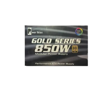 Power Max Gold Series 850W, 80 PLUS Gold Efficiency, 120mm RGB Fan, Sleeved Cables, Full-Modular ATX Power Supply - Black