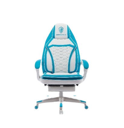 Dowinx Gaming Chair Office Desk Chair with Footrest,Double Layer Thick Cushion Gamer Chair for Girl,Computer PU Leather Ergonomic Chair Blue