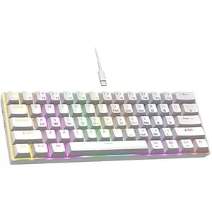 R8 1037 60% Wired Gaming Mechanical Keyboard - Arabic (Blue Switch) White