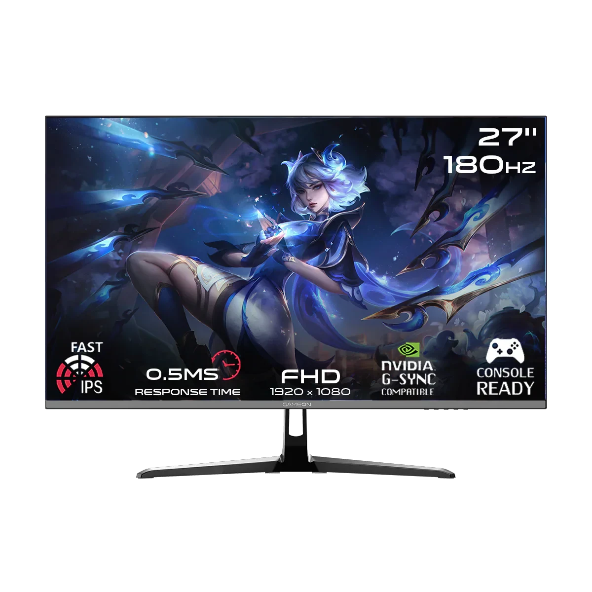 GAMEON GOPS27180IPS Pro Series 27" FHD , 180Hz , 0.5ms , HDMI 2.1 , Fast IPS Gaming Monitor (Supports PS5) - Black