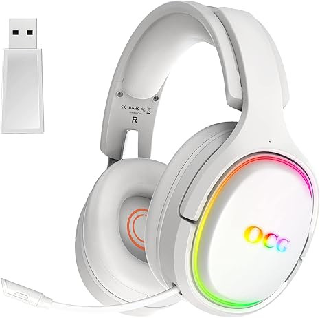 OCG TA-5000 Gaming Headset 2.4GHz Bluetooth Wireless Gaming Headphones-white