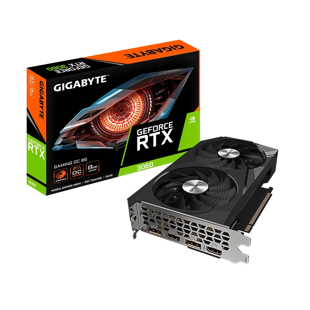 Gigabyte Geforce RTX 3060 Gaming OC 8G (Rev. 2.0), 2X WINDFORCE Fans, DLSS 2.0, Ray Tracing, 8GB 128bit 240GB/s GDDR6,  PCI-E 4.0,  HDMI 2.1/ DP1.4a