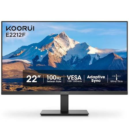 KOORUI E2212F Office Monitor, 22" VA Display, FHD Resolution, 100Hz Refresh Rate, 5ms Response Time, 16.7m Color Display, AMD FreeSync Premium Technology, Black | E2212F