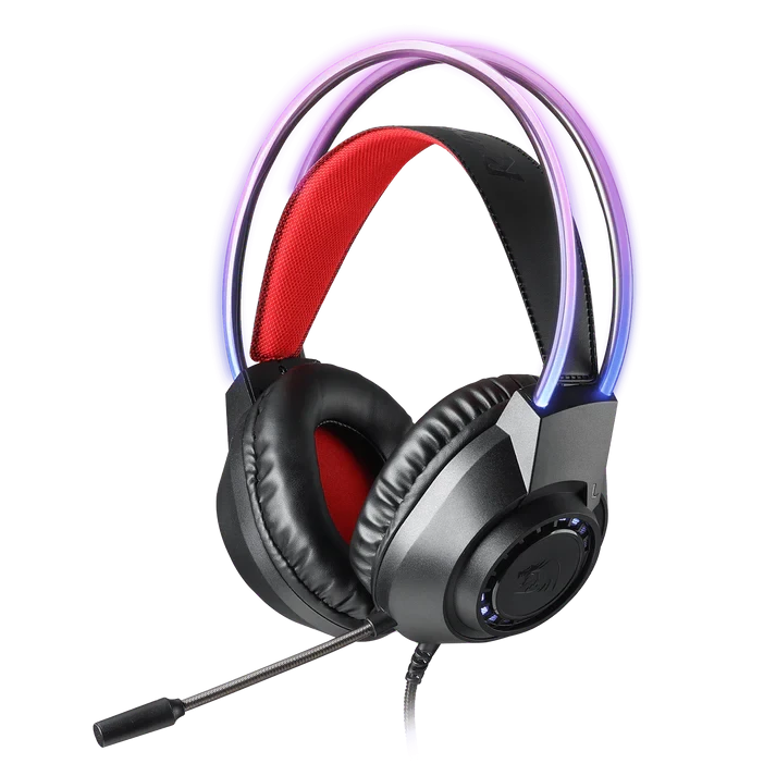 Redragon H231rgb Scream Wired Gaming Headset, Stereo Surround Sound, 40mm Drivers, Leather Foam Ear Pads, Noise-canceling Microphone, Dynamic RGB Lighting, Works with PC/PS4/PS5/NS/Xbox-one
