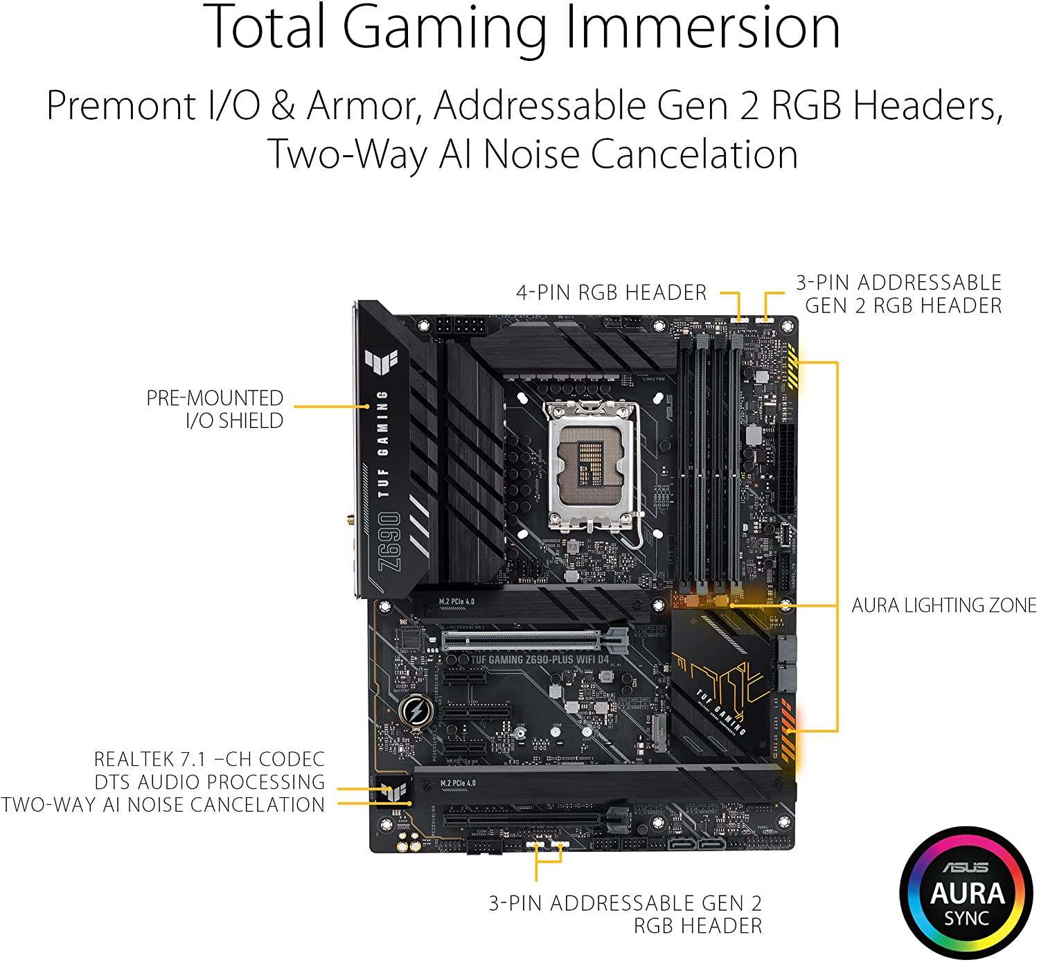 Asus TUF GAMING Z690-Plus D4 Intel® Z690 LGA 1700 (Intel® 12Th Gen) ATX Gaming Motherboard, 15 DrMOS Power stages, PCIe® 5.0, DDR4 Memory, Four M.2 Slots, Wi-Fi 6 and Intel® 2.5 Gb Ethernet,  product thumbnail 6