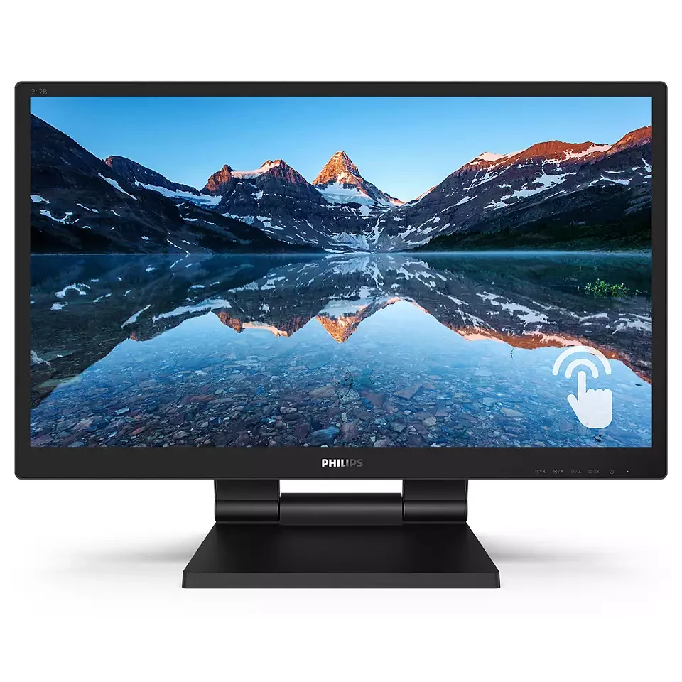 Philips 242B9T Smooth Touch Screen Monitor 24" 1920 x 1080 (FHD) IPS 60Hz 5ms HDMI 1.4 \ DP 1.2 - VGA, USB 3.1 Hub, 10-Point Capacitive Touch, IP54 Dust and Water Resistant, Windows & Android Comp